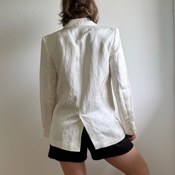 Zara NWOT Ivory Linen and Viscose Women’s Tailored Blazer Oversized size XS - Picture 3 of 16